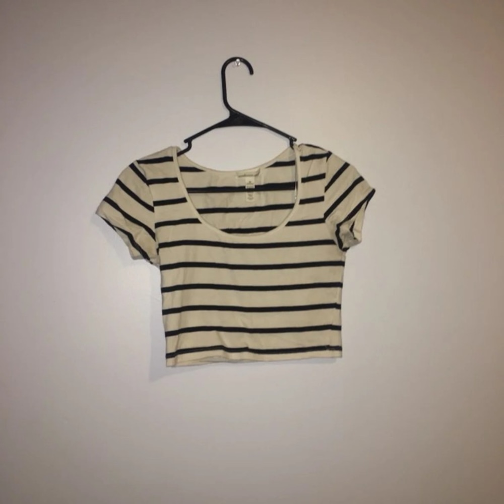 Black and white striped crop top